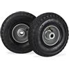 Relaxdays Set di 2 Ruote 3.00-4 per Carriola, ad Aria, 260x85 mm, Cerchione in Acciaio, Max.100 kg, Nero-Grigio