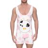Landofgenie Onesie Uomo Body per Uomo Intero con Pigiama Senza Maniche con Motivo Mucca L