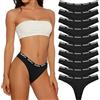 Desanlapi 10 Pezzi Donna Perizoma Tanga in Cotton Mutande Stretch Thongs Elastici Intimo Mutandine Femminile Semplice e Confortevole Colori Varie Nero M