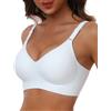 HORISUN Reggiseno Senza Ferretto Donna Reggiseni Senza Cuciture Scollo a V Copertura Completa Push Up Reggiseno Comodo (Bianco M)