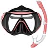 BuyCard Set da Snorkeling per Adulti con Maschera e Boccaglio, Maschera Snorkeling, Occhiali da Immersion, Nti-appannamento in vetro Temperato con 180° Panoramica Antiappannamento (Rosa)