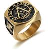 Fachoice Anello con sigillo in oro massonico per uomini rocce hip hop vintage massonico bussola anello uomo