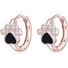 SLUYNZ Orecchini a cerchio in argento Sterling a forma di zampa, per donna, gatto, cane, zampa, a forma di zampa, orecchini a cerchio con cuore nero, SMALL, Argento sterling, Zirconia cubica