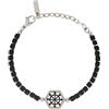 Breil, Collezione Mast, Bracciale Uomo in Acciaio Lucido e Ematite Nera Opaca, Elemento Esagonale del Timone Centrale in Acciaio Bicolor, Chiusura a Moschettone, Lunghezza Regolabile fino a 22 cm