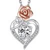 MomentWish Cuore Collana per Le Donne, Regali Di Natale per Le Ragazze, Rose Collana per Lei, 1 Carato Moissanite 925 Collana in Argento Sterling, Regali per Il Compleanno Anniversario-Cuore