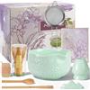 TOPCHANCES 9PCS Matcha Tea Set, Matcha Set Grün, Matcha Tea Set with Whisk and Bowl, Ceramic Matcha Bowl with Spout Und Luffa (Green)