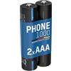 ANSMANN Batteria per telefono Micro AAA, min. 950 mAh 1,2 V, 2 pezzi, ricaricabile, potente, ideale per DECT Phone, cordless, baby monitor, batteria di ricambio