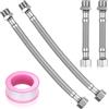 Ewwtrey 4 Pz Tubo Flessibile di Giunzione 3/8 Pollici,Raccordi Tubi Flessibile di Collegamento 3/8, Prolunga per Rubinetto,Tubi del Rubinetto in Acciaio Inossidabile,Tubo Corazzato per WC Bagno(10cm,20cm)