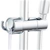 Simpeak Supporto Soffione Doccia Universale con Gancio, Supporto Doccia Regolabile per Barra Scorrevole Diametro Esterno 16-27 mm, Supporto Doccia Girevole a 360° in ABS Cromato, Facile da Installare