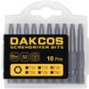 DAKCOS Punte T20, Torx Bit T20, assortimento di punte S2 (lunghezza: 50 mm, 10 pezzi)