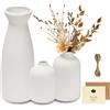 UCAMP Ceramica Vaso 3 Set,Vasi Deco,Vasi in Bianca,Fiori Moderno in,Cordone Di Iuta Decorativi Per Fiori,Di Erba Pampa Secchi Vaso,Design Moderno Elegante Classici Camino,Cucina,Scrivania,Soggiorno