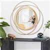 HLFMVWE Specchio da parete rotondo in metallo dorato per bagno, soggiorno o camera da letto, 60 x 60 cm