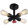 PETITES ECREVISSES Plafoniera Industriale Lampada da soffittoper con 4 Yeste Lampada a sospensione a Tubo d'acqua Vintage Illuminazione E27 Interni per Soggiorno Camera da Letto Cucina