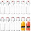 YOMKILU Set da 12 Bottiglie Vetro 250ml, Bottiglie Costolata con Tappo Ermetico e 12 Etichette, Riutilizzabili Bottiglie Vuote per Birra, Olio, Succhi, Soda