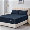Aisbo Tela Custodia 160x200 Grand Bonnet 40 cm - Tela Custodia 2 Persone 160 x 200 Grand Bonnet 40 cm Matracci in Microfibra Oeko-Tex con Elastica Totale, Blu Marino