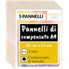 Creative Deco 5 x A4 Compensato Pannelli Legno Betulla 3mm | Pannelli Compensato 300 x 210 x 3 mm (+/- 2mm) | Fogli di Legno per Decorazione, Modellare, Pannelli Taglio Laser, Pirografia, Pareti