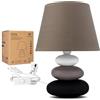Urban Lifestyle Lampada da comodino Lina (taupe opaco) Lampada da tavolo in ceramica con paralume in tessuto, LED adatto, E14, lampada da tavolo in ceramica 230V, lampada da divano, lampade da davanzale…
