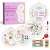 MAKEASY Set da Ricamo, Kit di Base per Ricamo, Include 33 Punti, Telaio per Ricamo in Bambù e Tutorial Video, Strumenti per Punto Croce per Adulti Principianti