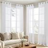 EMEMA Sheer - Set di 4 tende in voile con occhielli, trasparenti, in voile, poliestere, trasparenti, per soggiorno, camera da letto, 140 x 260 cm (larghezza x altezza), colore bianco