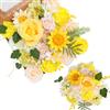 Kisflower Set di fiori artificiali di dalia finta con steli, per bouquet da sposa fai da te, decorazioni per la casa (giallo)