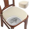 BUYUE Set di 4 Cuscini per Sedia in Memory Foam di Lusso, Cuscino per Sedia Jacquard 40cm a Forma di U Comodo per Sala da Pranzo, Cuscino da Cucina Smontabile Antiscivolo, (4 Pezzi, Beige)