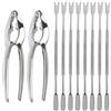 Hugwait 2 Pezzi Pinze per Astice, 8 Pezzi Schiaccianoci Acciaio Inox, Pinze per Frutti di Mare Acciaio Inox, Pinza per Rimuovere La Polpa di Granchio, Pinza per Aragosta per Frutti di Mare Multifunzione