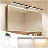 NIORSUN Lampada Specchio Bagno LED 18W 80cm Doppia Temperatura Colore 4000K 6000K, impermeabile IP44,2000Lm Luce Specchio Bagno, Lampada Bagno Possono Essere Montato Su Specchio/Mobile/Parete（Nero）