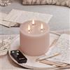 Lights4fun Candela TruGlow® a 3 Stoppini a LED in Vera Cera Rosa con Timer e Telecomando