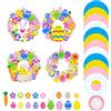 GZGXKJ 12 Kit Artigianali Pasquale per Bambini 425 Pezzi Adesivo Artigianale Schiuma Pasqua Ciondolo Pasquale Pasqua Fai da Te Ghirlanda Decorazione Festa Pasquas Uova Coniglietto con 1 Nastro
