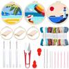 Woohome Kit per Ricamo con Ago da Punzonatura, Punch Needle Kit, Punch Needle Panno, Filato di Colore e Punch Needle Strumenti per Adulti, Principianti (Faro, Barche a Vela, Cielo blu)