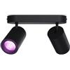 CALEX Faretto da soffitto LED Smart, 2 luci ovali, orientabile, colori RGB & luce da fredda a calda, Dimmerabile, controllo app Wi-Fi & vocale, Nero