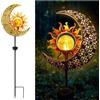 YZYOE Solare alimentato sole e lune luce, giardino decorativo ferro battuto bellissima lampada di terra sole e lune, tramonto senza fili all'alba lampada LED impermeabile.