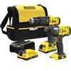 STANLEY FATMAX SFMCK465D2S-QW Kit trapano avvitatore a percussione V20 + avvitatore a implusi 1/4'' V20