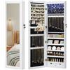 SONGMICS Specchio Portagioie con 6 Luci a LED, Alto 120 cm, Armadietto Portagioie da Parete o Porta con Chiusura e Specchio, 2 Cassetti, 10 x 37 x 120 cm, Bianco e Nero JBC93W