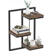 Relaxdays Mensola, industriale, metallo e effetto legno, HxLxP:45x32,5x19 cm, 3 ripiani, nero/marrone