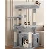 Heybly Albero per Gatti, con Cestino Extra Grande e Morbido, Letto Spazioso, Posto Letto Nascosto, Colonne in Sisal Robuste e Palla di Peluche, Grigio Chiaro HCT008SW
