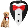 DOPENSPI Collare formale per smoking per cani con papillon, regolabile, per matrimonio, per cani di taglia media e grande (taglia L) (papillon rosso)