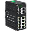 Hereta Switch Ethernet industriale a 12 porte Switch in fibra gestito Gigabit PoE+ L2 con 4 porte SFP 1000Base-X + 8 porte RJ45 10/100/1000T, gestione della larghezza di banda, IP40, ingresso 48~57 VDC
