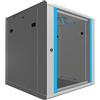 EXTRALINK Rack 19 pollici 12U - Armadio rack 600x600 mm, per montaggio a parete o a pavimento, capacità di carico 60 kg, porta in vetro temperato, apertura porta a 180°, grigio