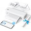 Bisofice D82 - Stampante portatile A4, Stampante Termica Bluetooth compatibile con Android e iOS, Stampante Senza Inchiostro per Ufficio Viaggi, Casa, Bianco