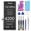 Dinow Batteria per iPhone 12/12 Pro, 4200mAh Batterie Sostitutive agli Li-ion | Batteria agli ioni di litio ad alta capacità, test di sicurezza multipli sulla qualità, lunga durata, resistente,+tools