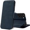 Verco Case per Samsung Galaxy S22 Custodia, Cover a Libro Pelle PU per Samsung S22 5G Custodia Premio Booklet Protettiva, Blu