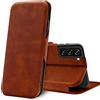 Verco Case per Samsung Galaxy S22 Custodia, Cover a Libro Pelle PU per Samsung S22 5G Custodia Premio Booklet Protettiva, Marrone