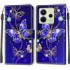 KENHONER Custodia per Xiaomi Redmi Note 14 4G, Farfalla | Portafoglio Pelle PU, Magnetica, Resistente Agli Urti, Scomparto Carte Credito, Pieghevole, Flip Libro, Motivo