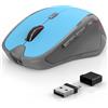 Azmall Mouse ergonomico senza fili per computer portatile/PC/MacBook/iPad, 2,4 GHz e Bluetooth Ufficio Muto mouse wireless 1600 DPI (Mouse wireless silenzioso, Blu)