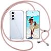 ISOI Cover con Cordino per Oneplus Nord 5, Custodia Trasparente con Collana Tracolla Laccio Collo Ultra Sottile Morbido TPU Silicone Antiurto AntiGraffio Case, Rosa