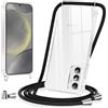Vauki Cover con Cordino per Samsung Galaxy S24 Plus,Custodia con Laccio Collana Tracolla Trasparente Silicone TPU+PC Bumper Back Antigraffio Proteggere Case Corda per Samsung S24+,Nero