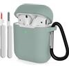 KOKOKA Custodia in Silicone Compatibile per AirPods 2 con Kit di Pulizia, Case Cover Protettiva in Premium Silicone per Airpods Seconda Generazione 2019 con Moschettone, Cloud Grey