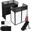 SMONTER Tavolo da DJ portatile con ruote, 108 x 53 cm, supporto per DJ con piedini regolabili, due scrims colorati e borsa per il trasporto, facciata pieghevole per DJ, matrimoni, feste, DJ mobili