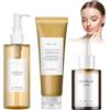 PCCMOT COS 3PCS Centella Cleansing Oil + Siero Asiatica + Detergente Viso, Madagascar Centella Skincare Kit, Poremizing Deep Cleansing Foam, Olio Detergente Viso, Specialmente per pelli sensibili